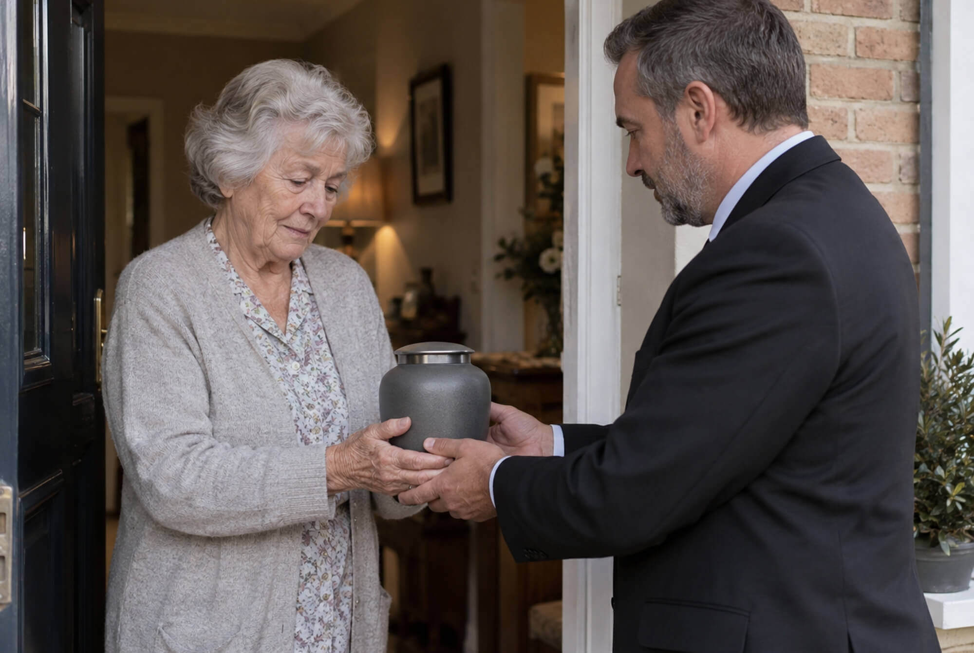 Funeral professional speaking with a family about direct cremation arrangements