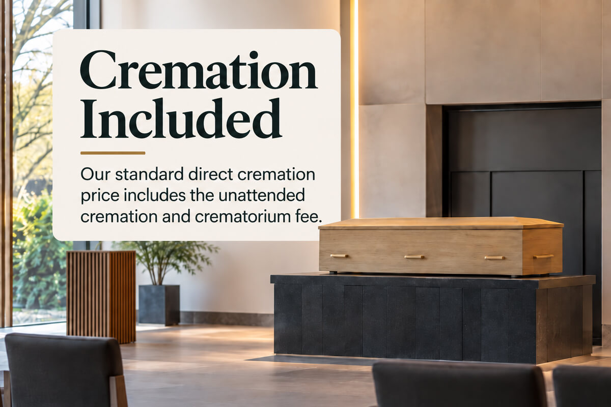 Simple unattended cremation arranged as part of the standard direct cremation service in Blackfriars